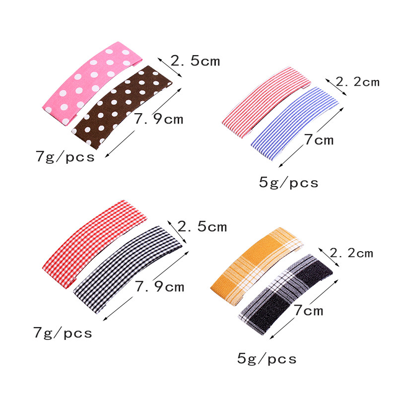 Agrafe de păr din stofă cu punct de undă simplu BB Clips de păr Chambray Barrette Plaid Piese pentru cap pentru femei fete Accesorii pentru toaletă Bijuterii