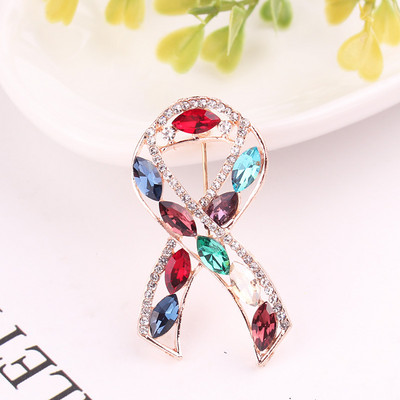 TODOX femei sănătate frumusețe culoare cristal broșă roz panglică ziua modă rafinat ace accesoriu de îmbrăcăminte activitate nou