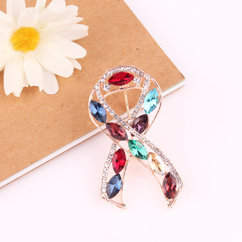 TODOX femei sănătate frumusețe culoare cristal broșă roz panglică ziua modă rafinat ace accesoriu de îmbrăcăminte activitate nou