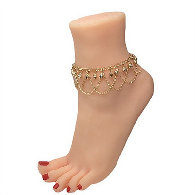 Lanț de ciucuri cu clopote cu pandantiv, gleznă de culoare aurie, brățări de gleznă pentru femei, fete, petrecere pe plajă, desculț, bijuterii
