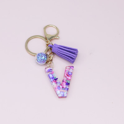 Brelocuri cu ciucuri de modă Bijuterii pentru femei Litere AZ Pandantiv inițial pentru geantă din rășină Breloc drăguț Breloc Accesorii