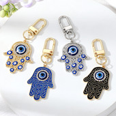 Bling Hollow Evil Eye Hamsa Μπρελόκ Χειρός Μπρελόκ για Γυναικεία Ανδρικά Ζιργκόν Fatima Τσάντα Μπλε Ματιών Αυτοκινήτου Airpods Κιβώτιο κλειδιών