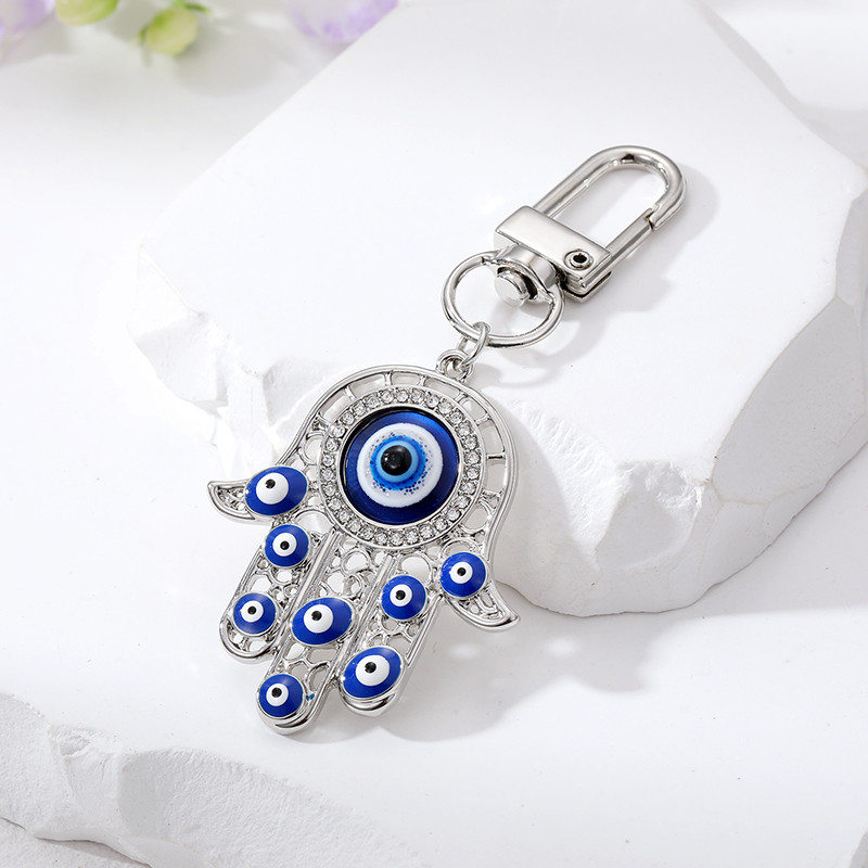 Bling Hollow Evil Eye Hamsa Μπρελόκ Χειρός Μπρελόκ για Γυναικεία Ανδρικά Ζιργκόν Fatima Τσάντα Μπλε Ματιών Αυτοκινήτου Airpods Κιβώτιο κλειδιών