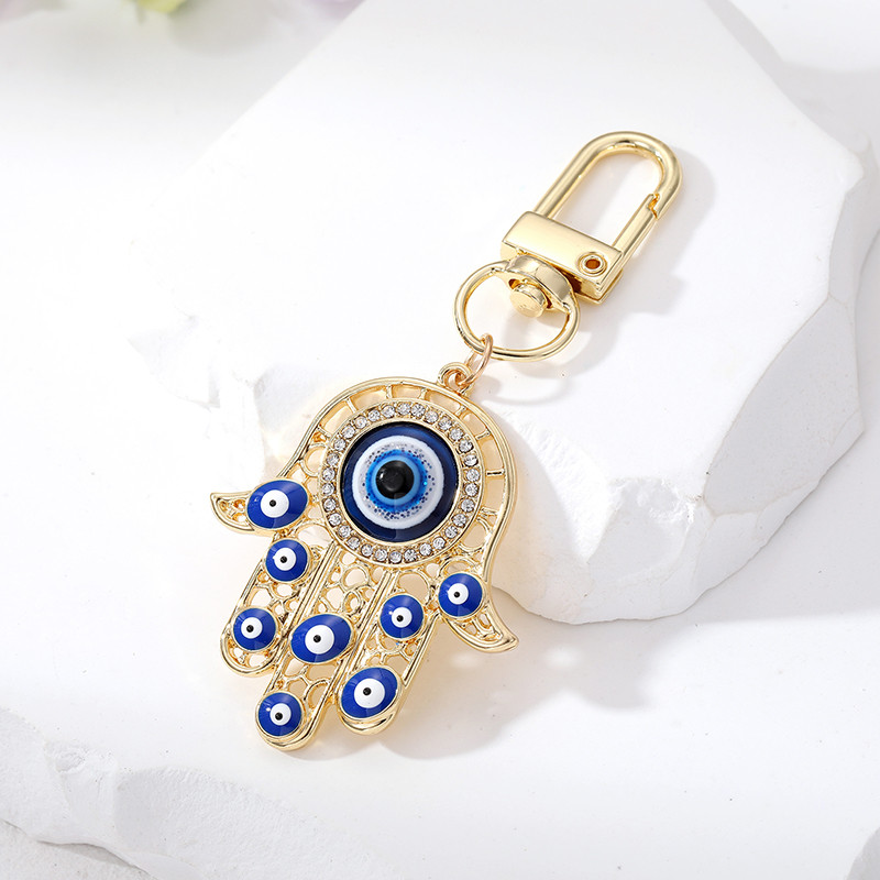 Bling Hollow Evil Eye Hamsa Μπρελόκ Χειρός Μπρελόκ για Γυναικεία Ανδρικά Ζιργκόν Fatima Τσάντα Μπλε Ματιών Αυτοκινήτου Airpods Κιβώτιο κλειδιών