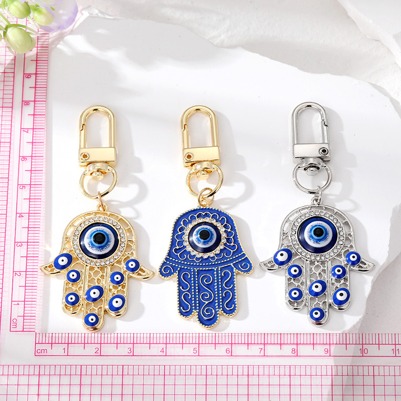 Bling Hollow Evil Eye Hamsa Μπρελόκ Χειρός Μπρελόκ για Γυναικεία Ανδρικά Ζιργκόν Fatima Τσάντα Μπλε Ματιών Αυτοκινήτου Airpods Κιβώτιο κλειδιών