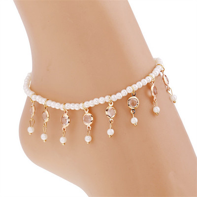 Retro Pearl aranyozott boka karkötő Multi Pearl függő láblánccal női nyári strandparti kézzel készített ékszerekkel