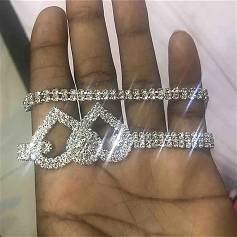 Narukvica za gležanj s umetnutim dvostrukim srcem i kristalima Srebrna boja Nakit za gležanj za žene Ljetna zabava na plaži Barefoot Lanac na nozi