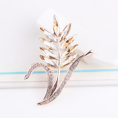 TODOX Bărbați Broșe NEW Fashion auriu aliaj de zinc culoare planta de cristal verde rafinat ace de flori vânzare fierbinte Cadou de Anul Nou pentru bărbat