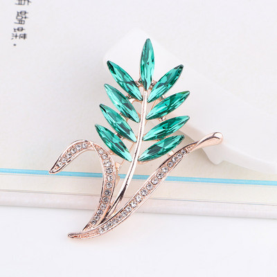 TODOX Bărbați Broșe NEW Fashion auriu aliaj de zinc culoare planta de cristal verde rafinat ace de flori vânzare fierbinte Cadou de Anul Nou pentru bărbat