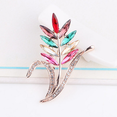 TODOX Bărbați Broșe NEW Fashion auriu aliaj de zinc culoare planta de cristal verde rafinat ace de flori vânzare fierbinte Cadou de Anul Nou pentru bărbat