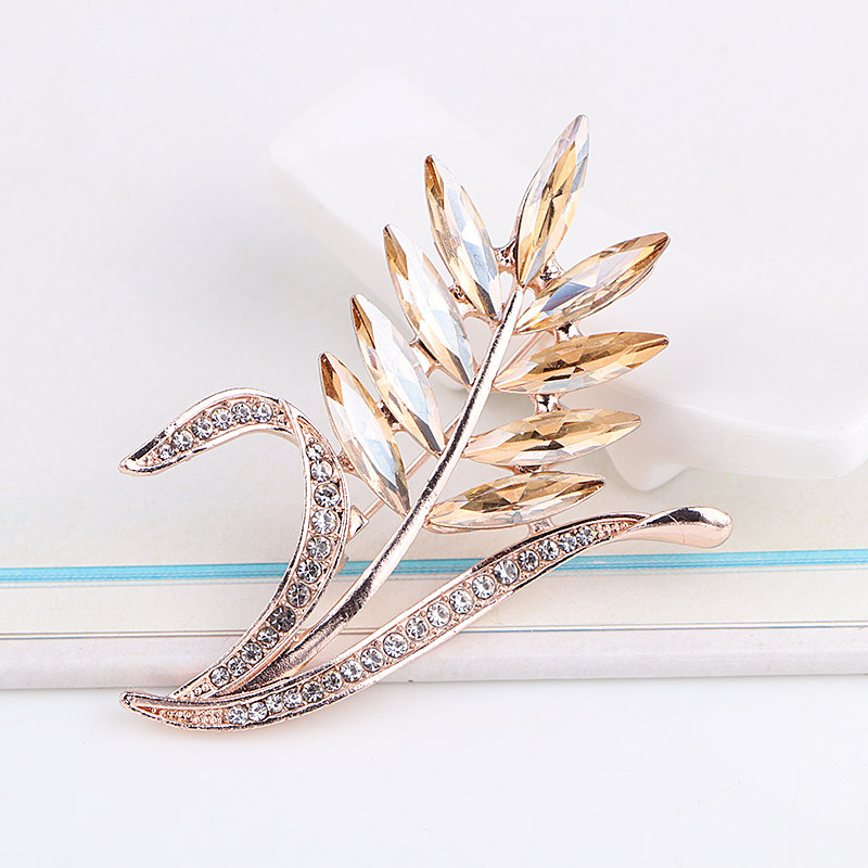 TODOX Bărbați Broșe NEW Fashion auriu aliaj de zinc culoare planta de cristal verde rafinat ace de flori vânzare fierbinte Cadou de Anul Nou pentru bărbat