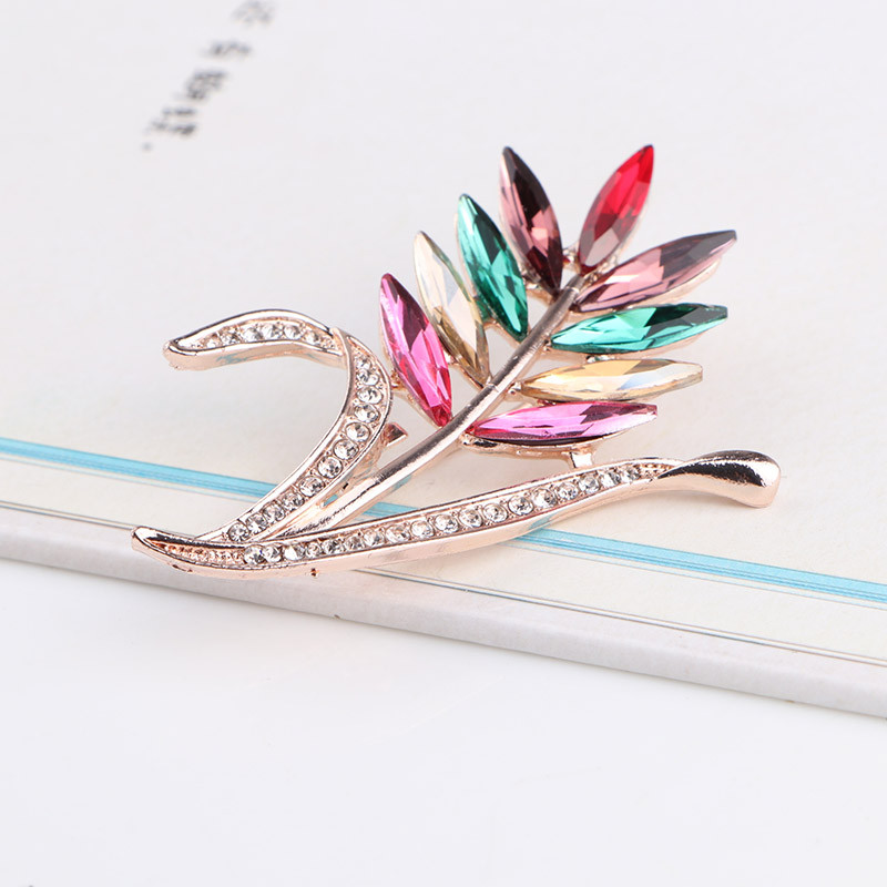 TODOX Bărbați Broșe NEW Fashion auriu aliaj de zinc culoare planta de cristal verde rafinat ace de flori vânzare fierbinte Cadou de Anul Nou pentru bărbat