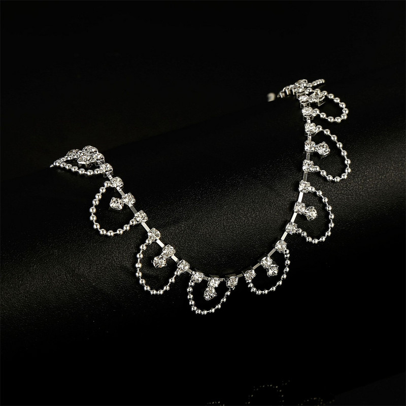 O bucată semicerc încrustat stras perle pandantiv lanț de picioare pentru femei bijuterii de modă vara plajă desculț gleznă brățară