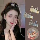 Gheare de păr din metal auriu Agrafe mici de perlă cu stras Suport înalt pentru coadă de cal Ace și cleme Accesorii pentru bijuterii pentru păr de nuntă