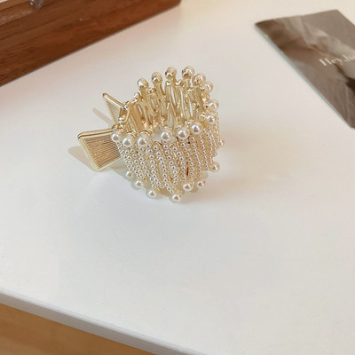 Gheare de păr din metal auriu Agrafe mici de perlă cu stras Suport înalt pentru coadă de cal Ace și cleme Accesorii pentru bijuterii pentru păr de nuntă