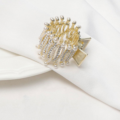Gheare de păr din metal auriu Agrafe mici de perlă cu stras Suport înalt pentru coadă de cal Ace și cleme Accesorii pentru bijuterii pentru păr de nuntă