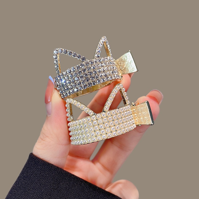 Gheare de păr din metal auriu Agrafe mici de perlă cu stras Suport înalt pentru coadă de cal Ace și cleme Accesorii pentru bijuterii pentru păr de nuntă