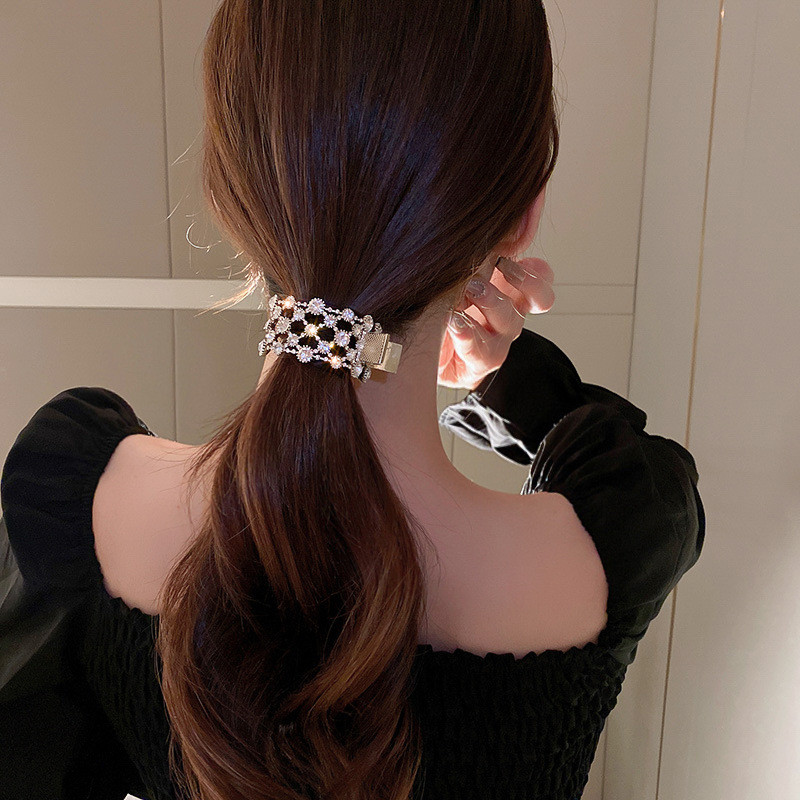 Gheare de păr din metal auriu Agrafe mici de perlă cu stras Suport înalt pentru coadă de cal Ace și cleme Accesorii pentru bijuterii pentru păr de nuntă