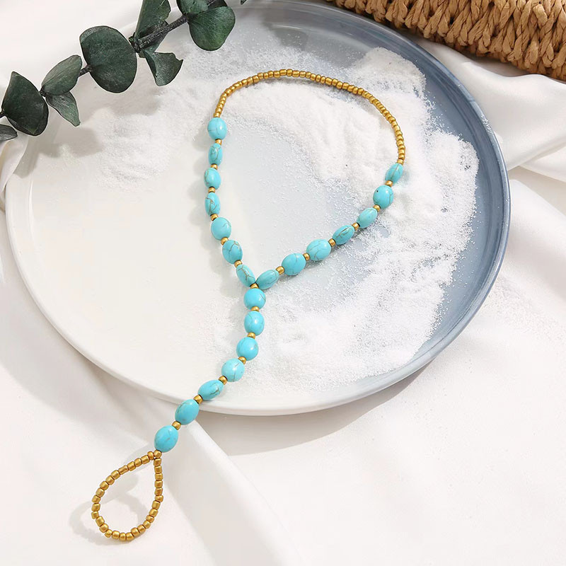 Anklet MultiPearl Turcoaz Lanț Femei Fete Aur Placat cu argint Bijuterii de modă Vanzare fierbinte Cadou de petrecere 2023 Stil nou HA23221