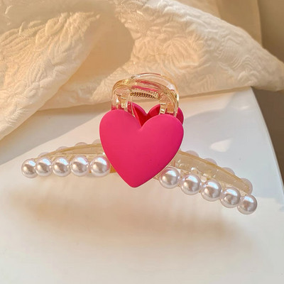 Agrafă cu gheare de păr cu inimă drăguță Suport pentru coadă de cal pentru bareta mare Agrafe cu gheare de perle Ace accesorii pentru păr de vară pentru femei