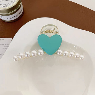 Agrafă cu gheare de păr cu inimă drăguță Suport pentru coadă de cal pentru bareta mare Agrafe cu gheare de perle Ace accesorii pentru păr de vară pentru femei