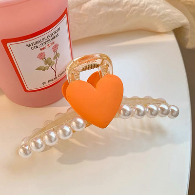 Agrafă cu gheare de păr cu inimă drăguță Suport pentru coadă de cal pentru bareta mare Agrafe cu gheare de perle Ace accesorii pentru păr de vară pentru femei