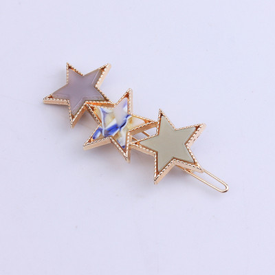 Agrafe de păr de stea de modă Agrafe de păr din metal auriu Barete Accesorii de bijuterii pentru cap de rășină Piesă pentru cap Marca ac de păr pentru femei, fete