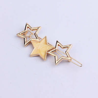 Agrafe de păr de stea de modă Agrafe de păr din metal auriu Barete Accesorii de bijuterii pentru cap de rășină Piesă pentru cap Marca ac de păr pentru femei, fete