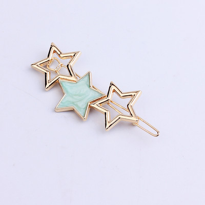 Agrafe de păr de stea de modă Agrafe de păr din metal auriu Barete Accesorii de bijuterii pentru cap de rășină Piesă pentru cap Marca ac de păr pentru femei, fete