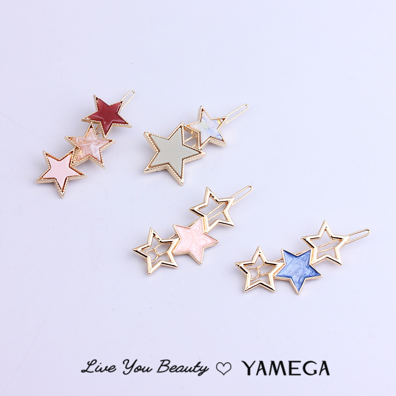 Agrafe de păr de stea de modă Agrafe de păr din metal auriu Barete Accesorii de bijuterii pentru cap de rășină Piesă pentru cap Marca ac de păr pentru femei, fete