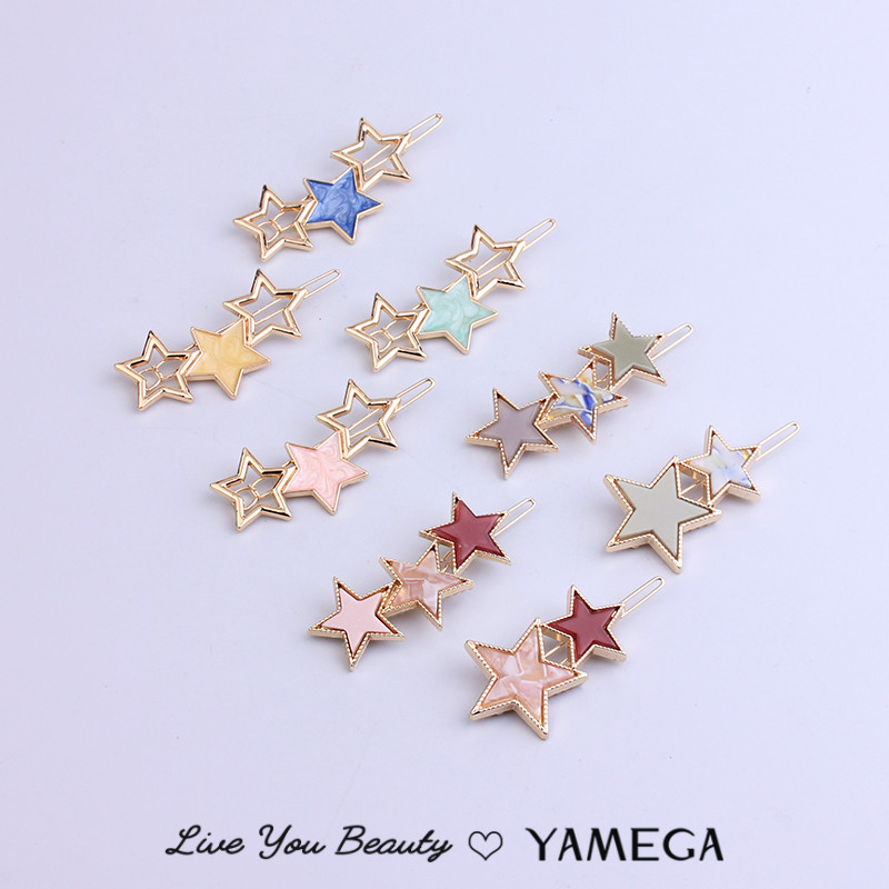 Agrafe de păr de stea de modă Agrafe de păr din metal auriu Barete Accesorii de bijuterii pentru cap de rășină Piesă pentru cap Marca ac de păr pentru femei, fete