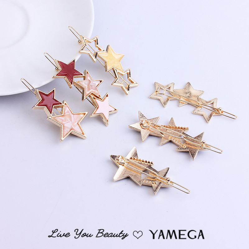 Agrafe de păr de stea de modă Agrafe de păr din metal auriu Barete Accesorii de bijuterii pentru cap de rășină Piesă pentru cap Marca ac de păr pentru femei, fete