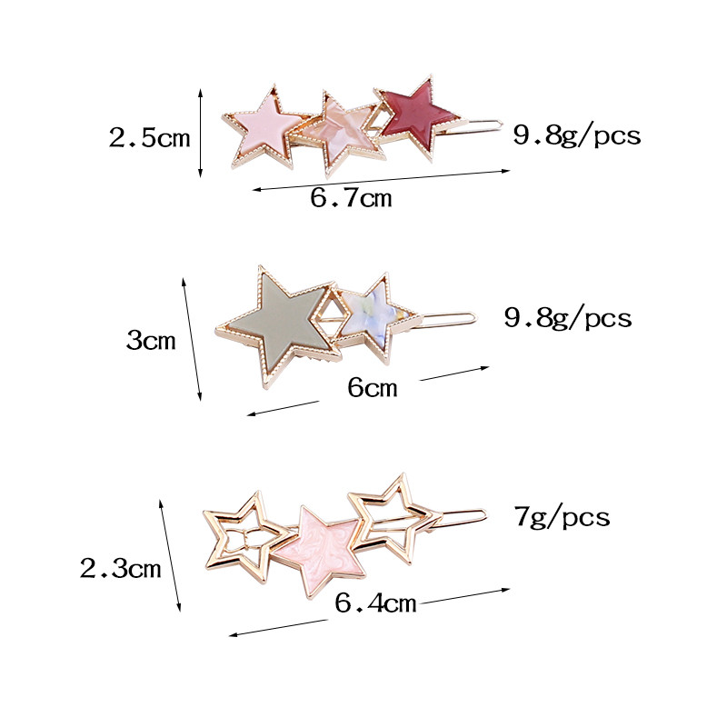 Agrafe de păr de stea de modă Agrafe de păr din metal auriu Barete Accesorii de bijuterii pentru cap de rășină Piesă pentru cap Marca ac de păr pentru femei, fete