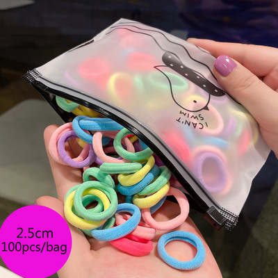 25/100db/Szett Rugalmas Hajpántok Lányok Hajkiegészítők Csomag Színes Nylon Fejpánt Gyerek Lófarok Tartó Haj Scrunchis Kötél