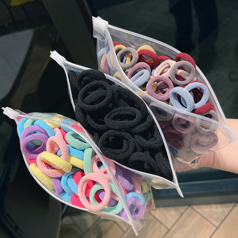 25/100db/Szett Rugalmas Hajpántok Lányok Hajkiegészítők Csomag Színes Nylon Fejpánt Gyerek Lófarok Tartó Haj Scrunchis Kötél