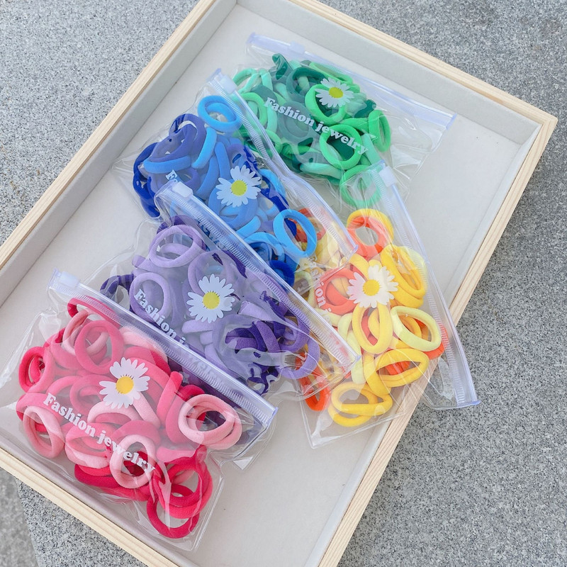 25/100db/Szett Rugalmas Hajpántok Lányok Hajkiegészítők Csomag Színes Nylon Fejpánt Gyerek Lófarok Tartó Haj Scrunchis Kötél