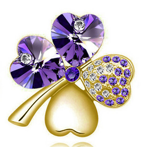 cadou de ziua femeii, fabrică nouă, cu ridicata, cristal austriac, broșă cu trifoi cu patru foi, accesorii pentru femei, bijuterii de modă 9554