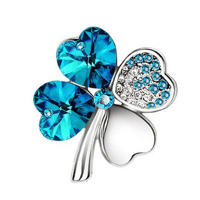 cadou de ziua femeii, fabrică nouă, cu ridicata, cristal austriac, broșă cu trifoi cu patru foi, accesorii pentru femei, bijuterii de modă 9554