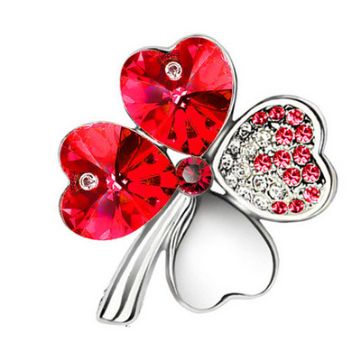 cadou de ziua femeii, fabrică nouă, cu ridicata, cristal austriac, broșă cu trifoi cu patru foi, accesorii pentru femei, bijuterii de modă 9554