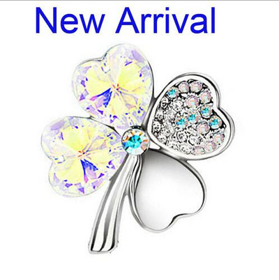 cadou de ziua femeii, fabrică nouă, cu ridicata, cristal austriac, broșă cu trifoi cu patru foi, accesorii pentru femei, bijuterii de modă 9554