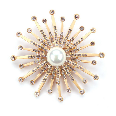 Broșe și ace de bijuterii de modă Starburst de înaltă calitate, marca WEIMANJINGDIAN, cu strasuri de cristal și imitație de perlă