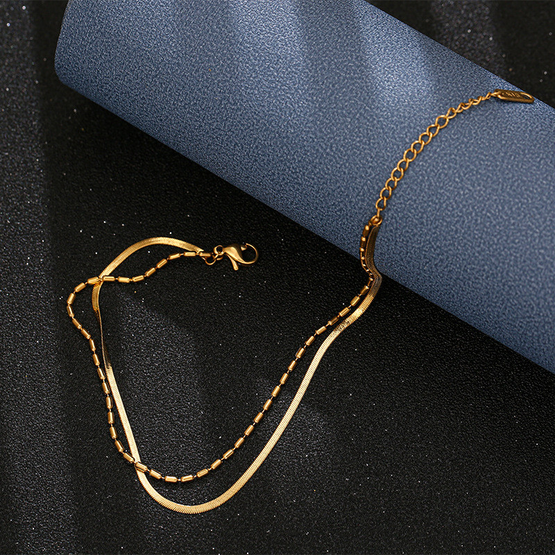 Madingi papuošalai Nerūdijančio plieno Moteriška kulkšnies apyrankė Moteriški papuošalai Daugiasluoksniai Aukso spalvos kulkšnys