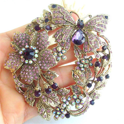 FashionAmetist rafinat cu strass zircon broșă fluture pentru femei de lux Eleganță Pin Accesorii pentru îmbrăcăminte Bijuterii Cadouri