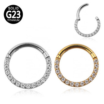 G23 Titanium Ringed Segment Hoop CZ Stone Nose Ring Θηλή Clicker Ear Cartilage Tragus Helix Lip Earring Piercing Body Jewelry