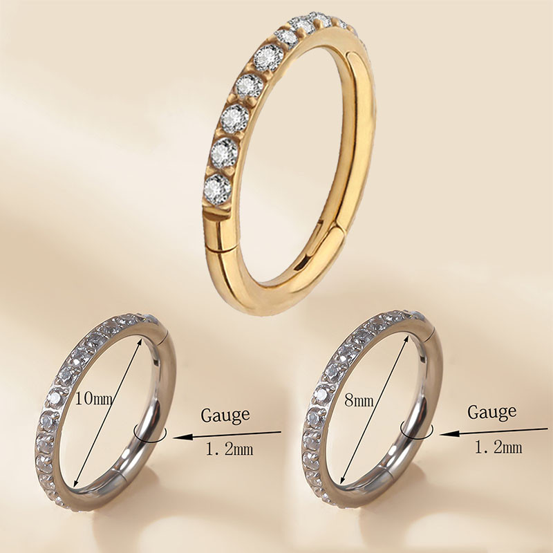 G23 titaanist hingedega segmendi rõngas CZ kivist ninarõngas nippel klõpsatav kõrva kõhr Tragus Helix huulekõrvarõnga augustamine keha ehted