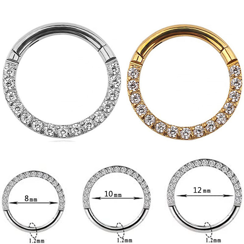 G23 titaanist hingedega segmendi rõngas CZ kivist ninarõngas nippel klõpsatav kõrva kõhr Tragus Helix huulekõrvarõnga augustamine keha ehted