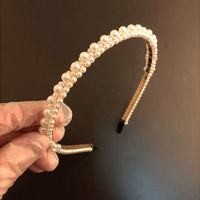 Nova bijela luksuzna ručno izrađena sjajna puna mala biserna kristalna traka za glavu s cvjetnim perlama, dodaci za kosu, svadbena pokrivala735