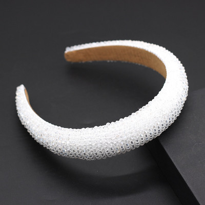 Nova bijela luksuzna ručno izrađena sjajna puna mala biserna kristalna traka za glavu s cvjetnim perlama, dodaci za kosu, svadbena pokrivala735