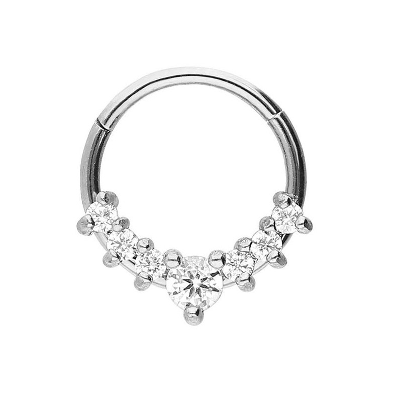 Inel pentru nas cu segment de oțel chirurgical 316L Septum Zircon Clicker Cartilajul urechii Helix Daith Hoop Piercing Bijuterii