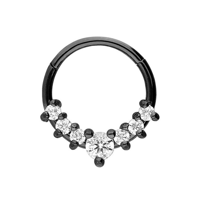 Inel pentru nas cu segment de oțel chirurgical 316L Septum Zircon Clicker Cartilajul urechii Helix Daith Hoop Piercing Bijuterii